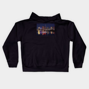 East Boston MA Boston Skyline Lit up for Christmas Kids Hoodie